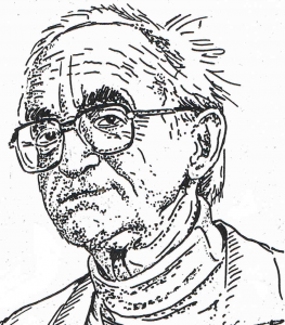 Porträt Josef Guggenmos. Zeichnung: Alfons Schweiggert