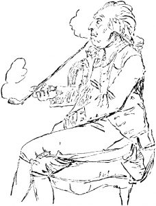 Carl Michael Bellman, Federzeichnung von Johan Tobias Sergel, ca. 1790