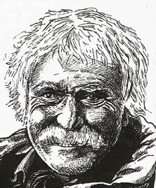 Porträt Janosch, Zeichnung von Alfons Schweiggert