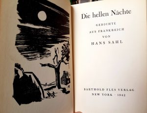 "Die hellen Nächte. Gedichte aus Frankreich" von Hans Sahl, Titelseite mit Buchillustration